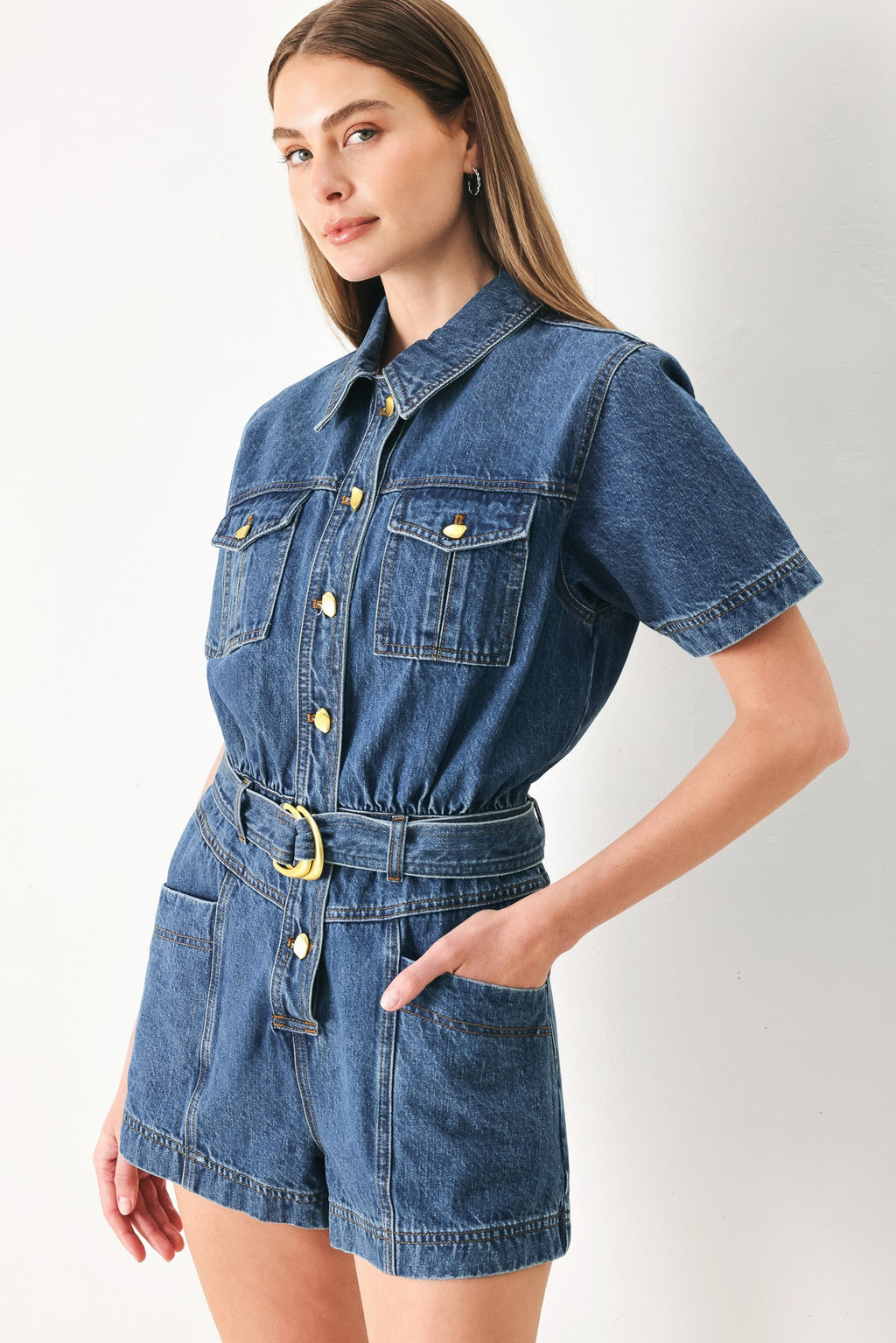 PLAY MODE DENIM ROMPER