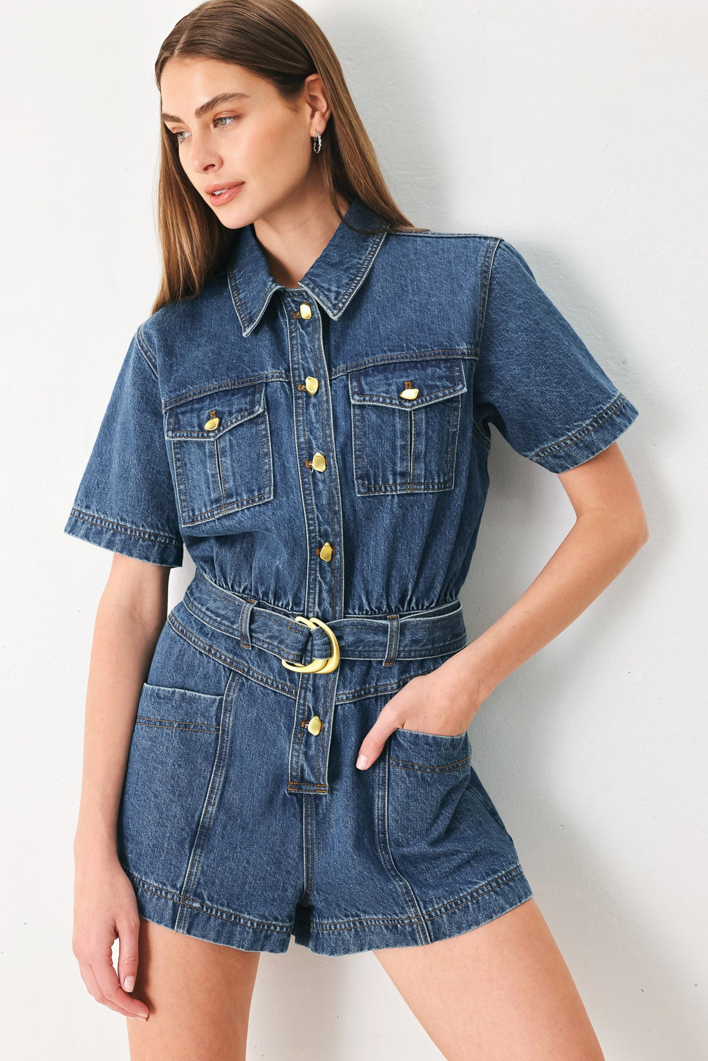 PLAY MODE DENIM ROMPER