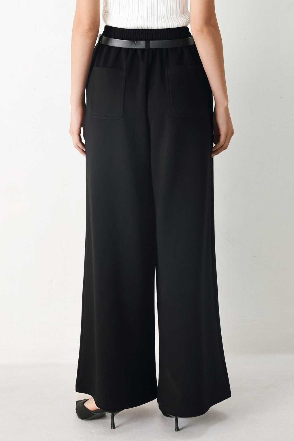 BLACK TIE PALAZZO WIDE LEG PANTS