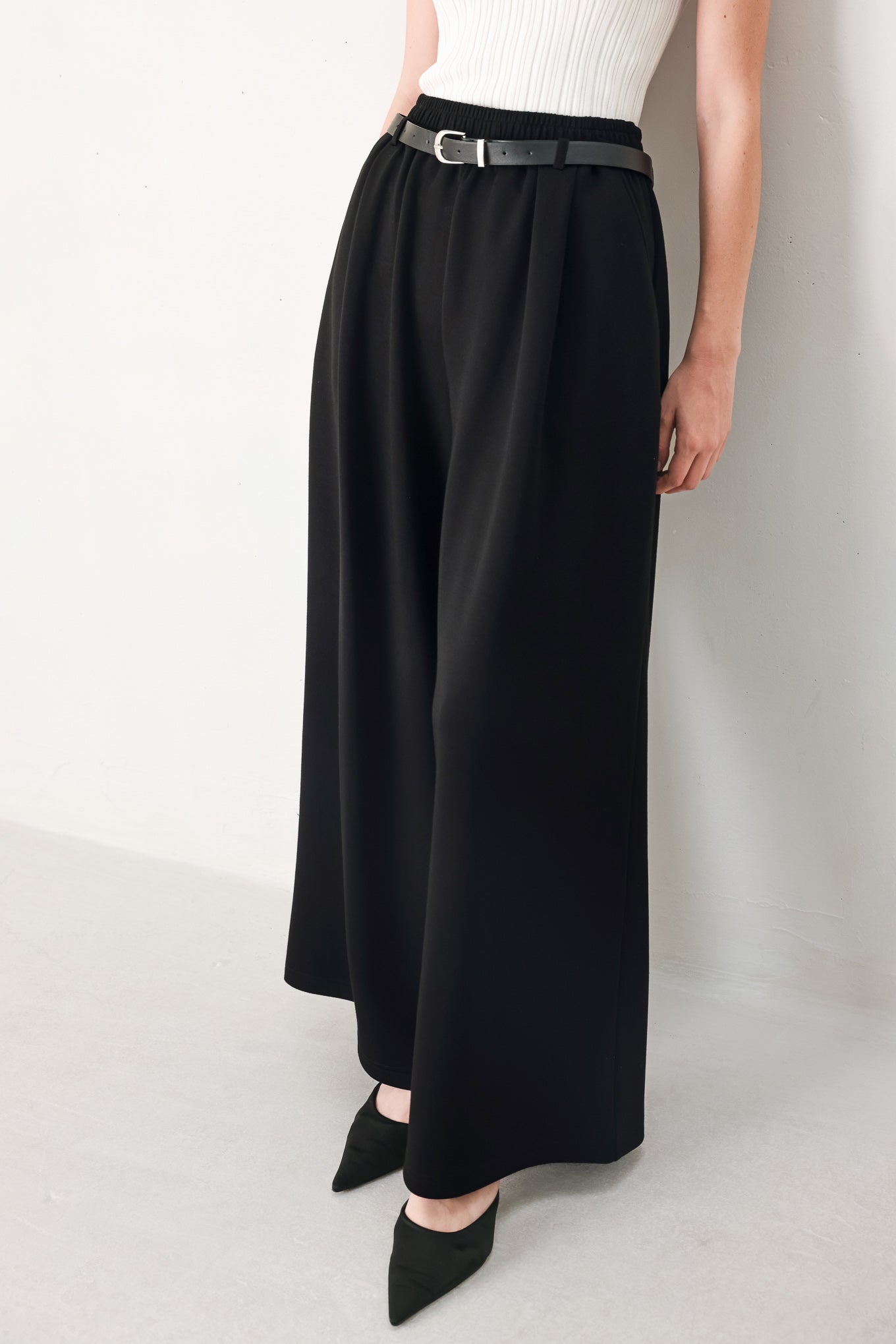 BLACK TIE PALAZZO WIDE LEG PANTS