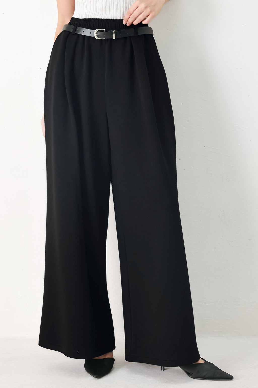BLACK TIE PALAZZO WIDE LEG PANTS