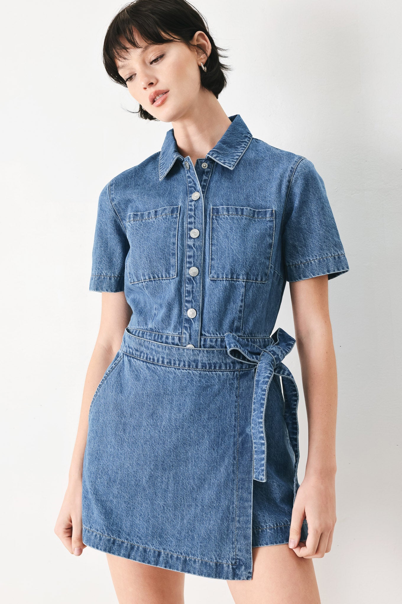 DAILY ROMANCE DENIM SKORT ROMPER