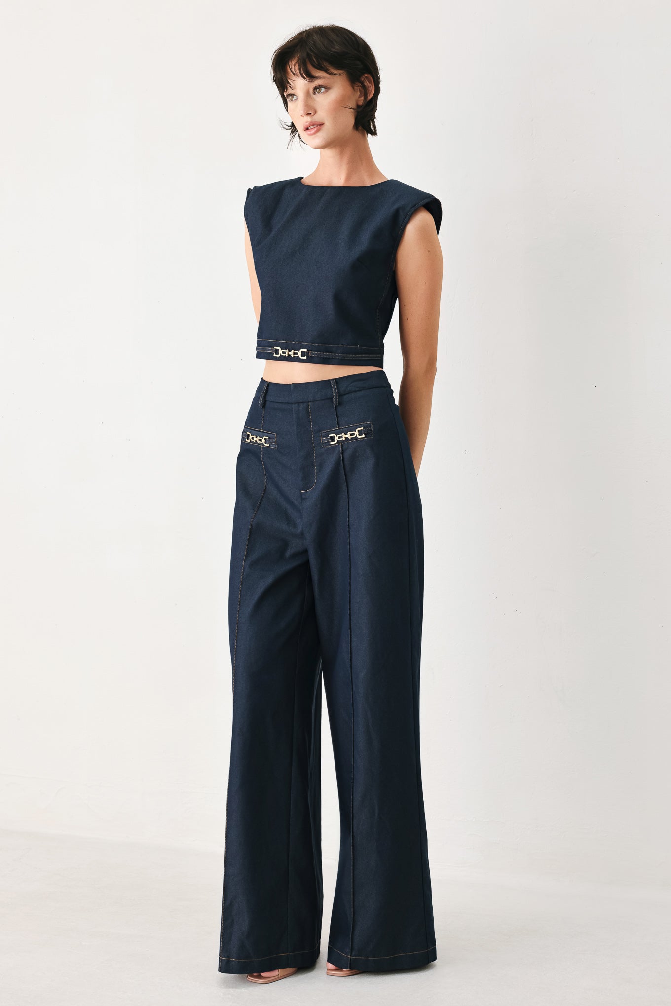 YACHT CLUB WOVEN WIDE LEG PANTS