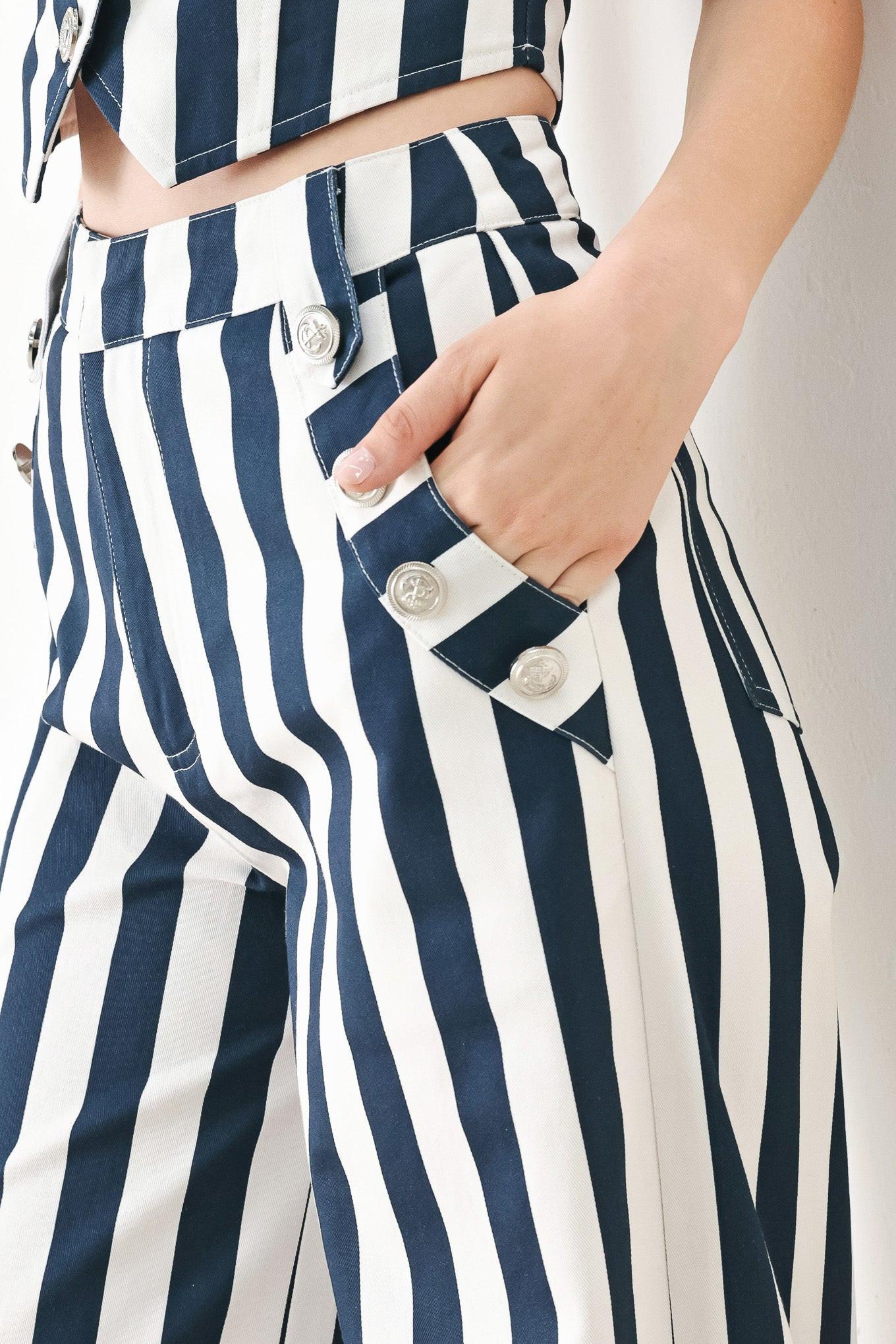 NAVY BLOSSOM WOVEN PANTS
