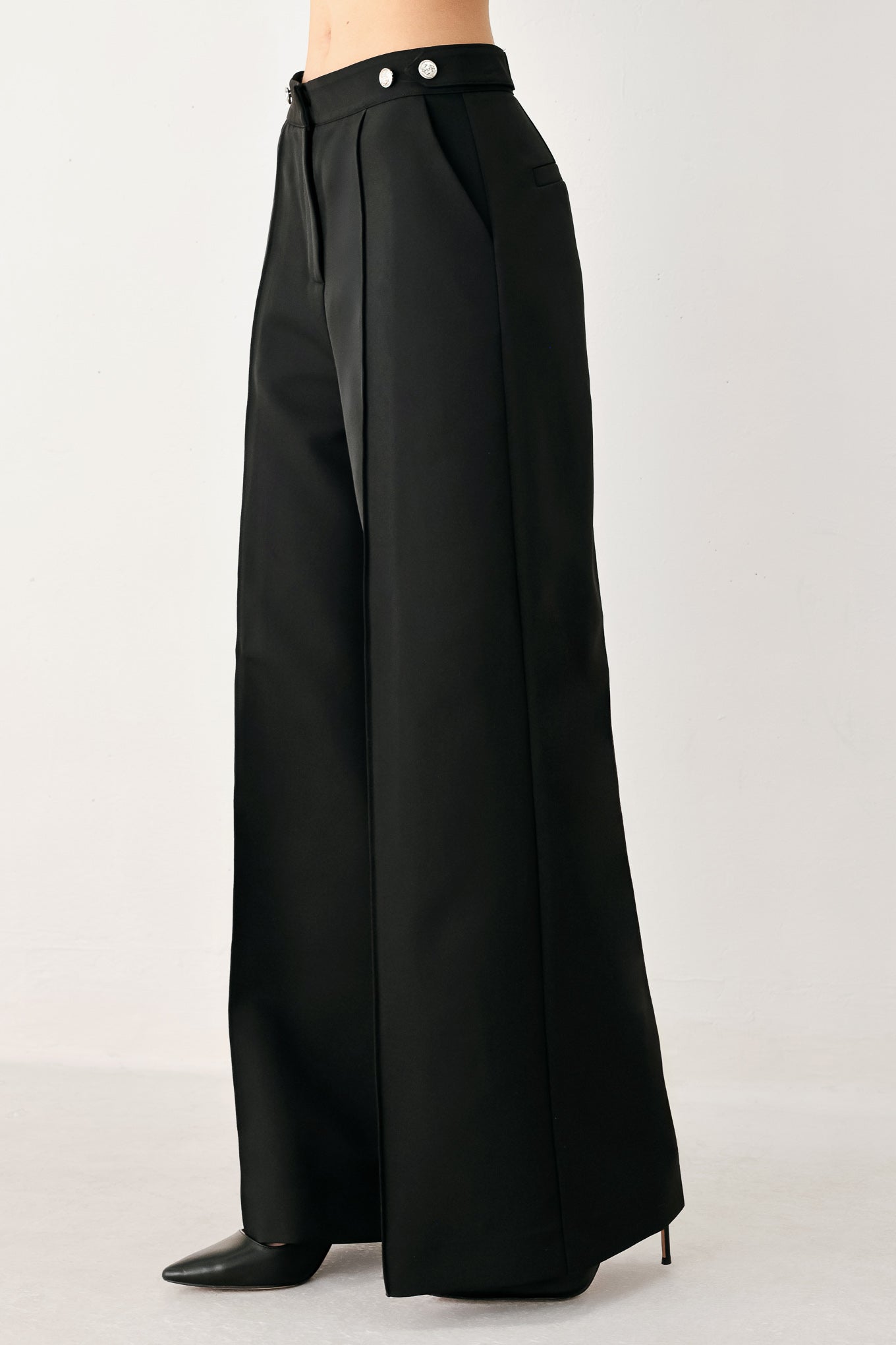 BLACK POWER PALAZZO WOVEN PANTS