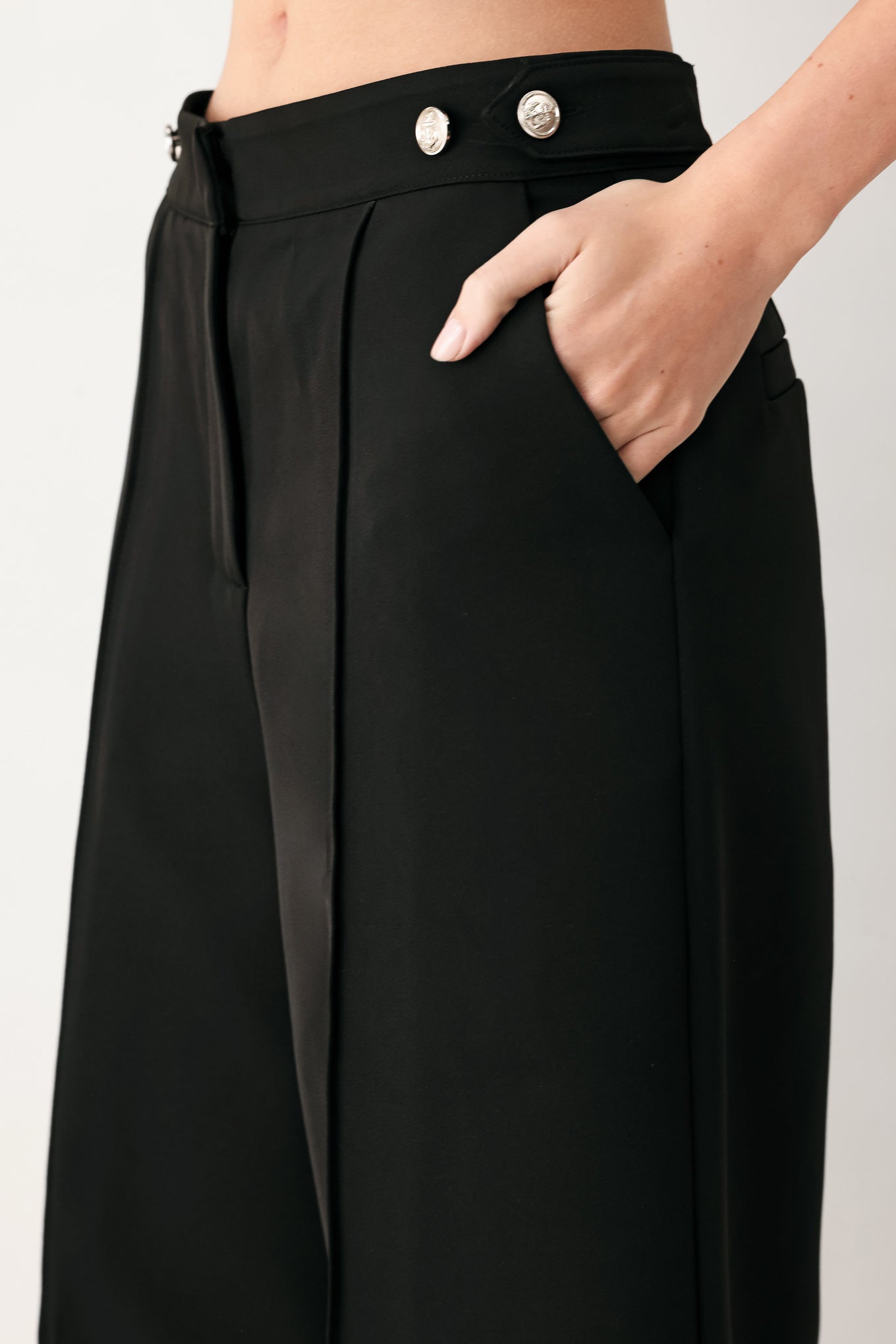 BLACK POWER PALAZZO WOVEN PANTS