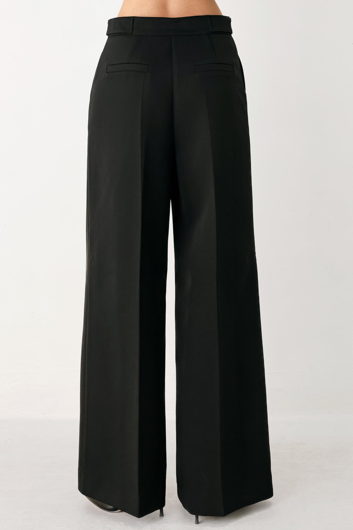 BLACK POWER PALAZZO WOVEN PANTS