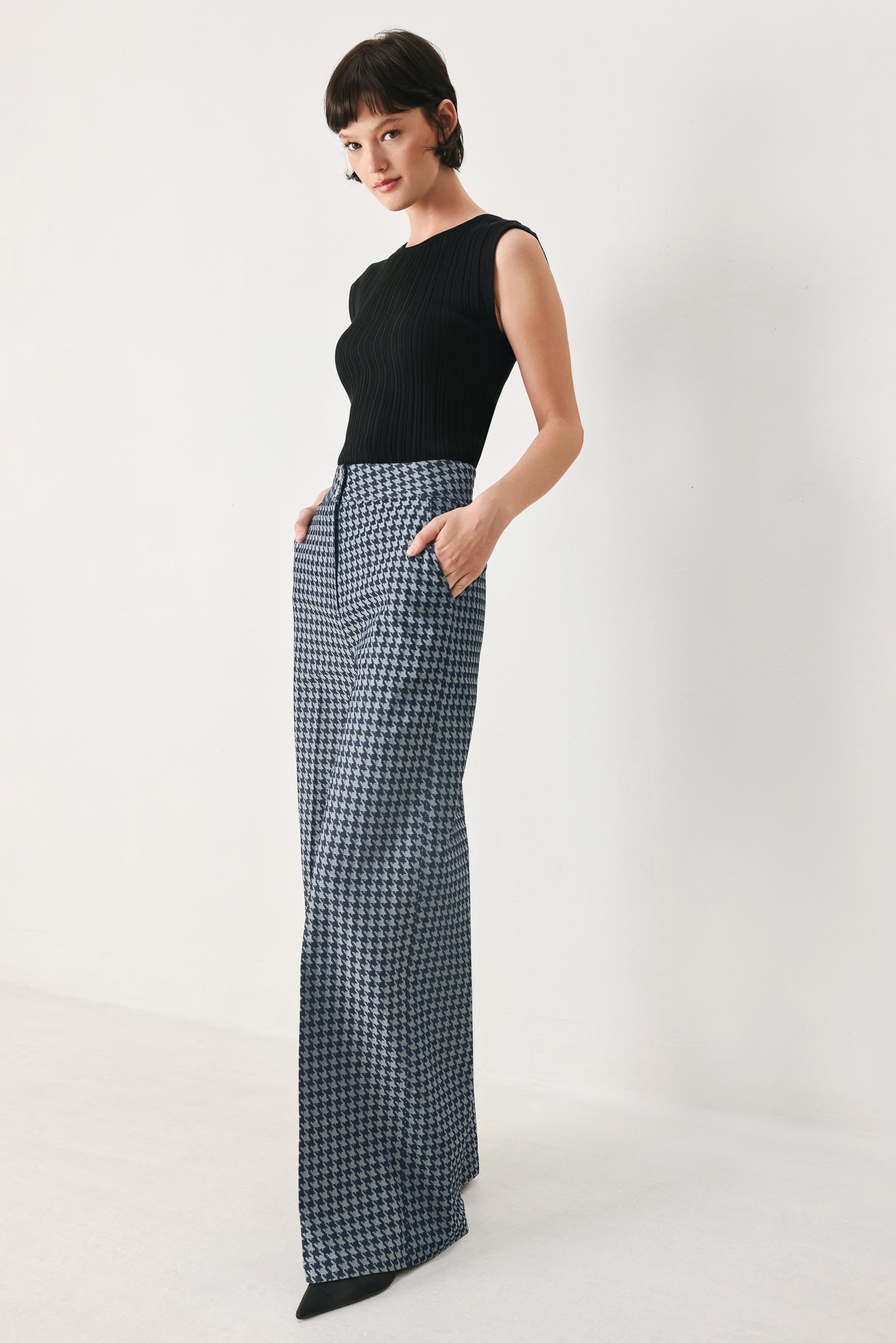 NOIR SOCIETY WOVEN WIDE LEG PANTS