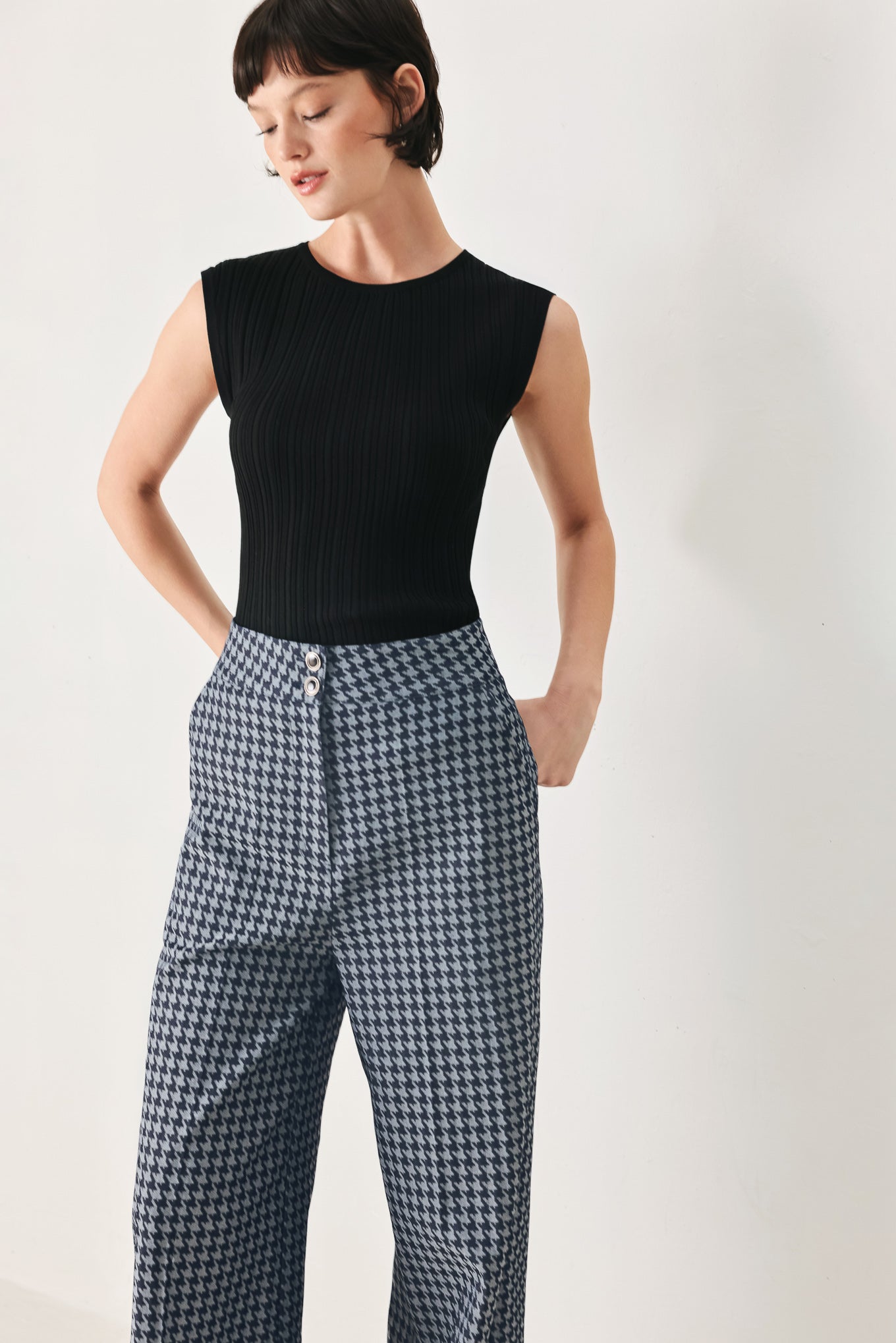NOIR SOCIETY WOVEN WIDE LEG PANTS