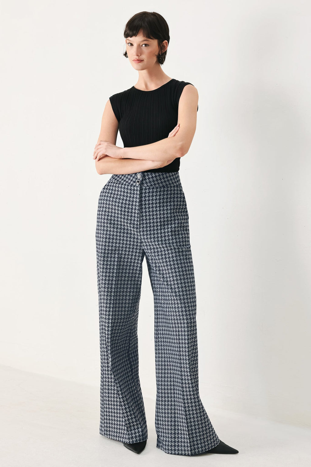 NOIR SOCIETY WOVEN WIDE LEG PANTS