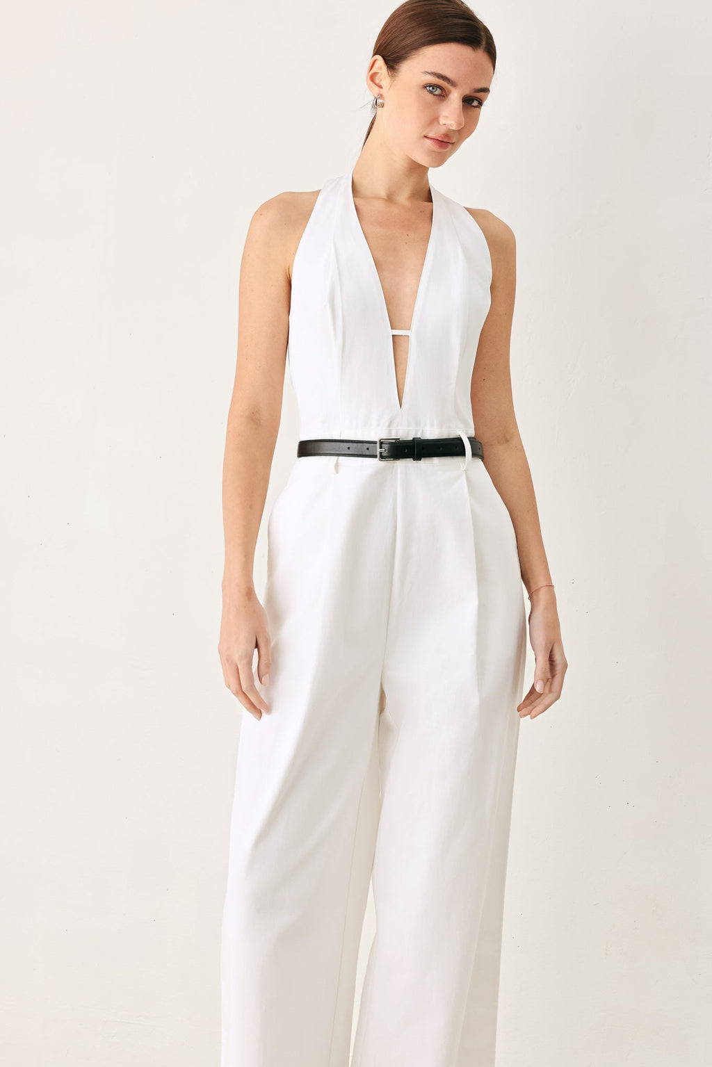 PRETTY MOMENT HALTER WOVEN JUMPSUIT