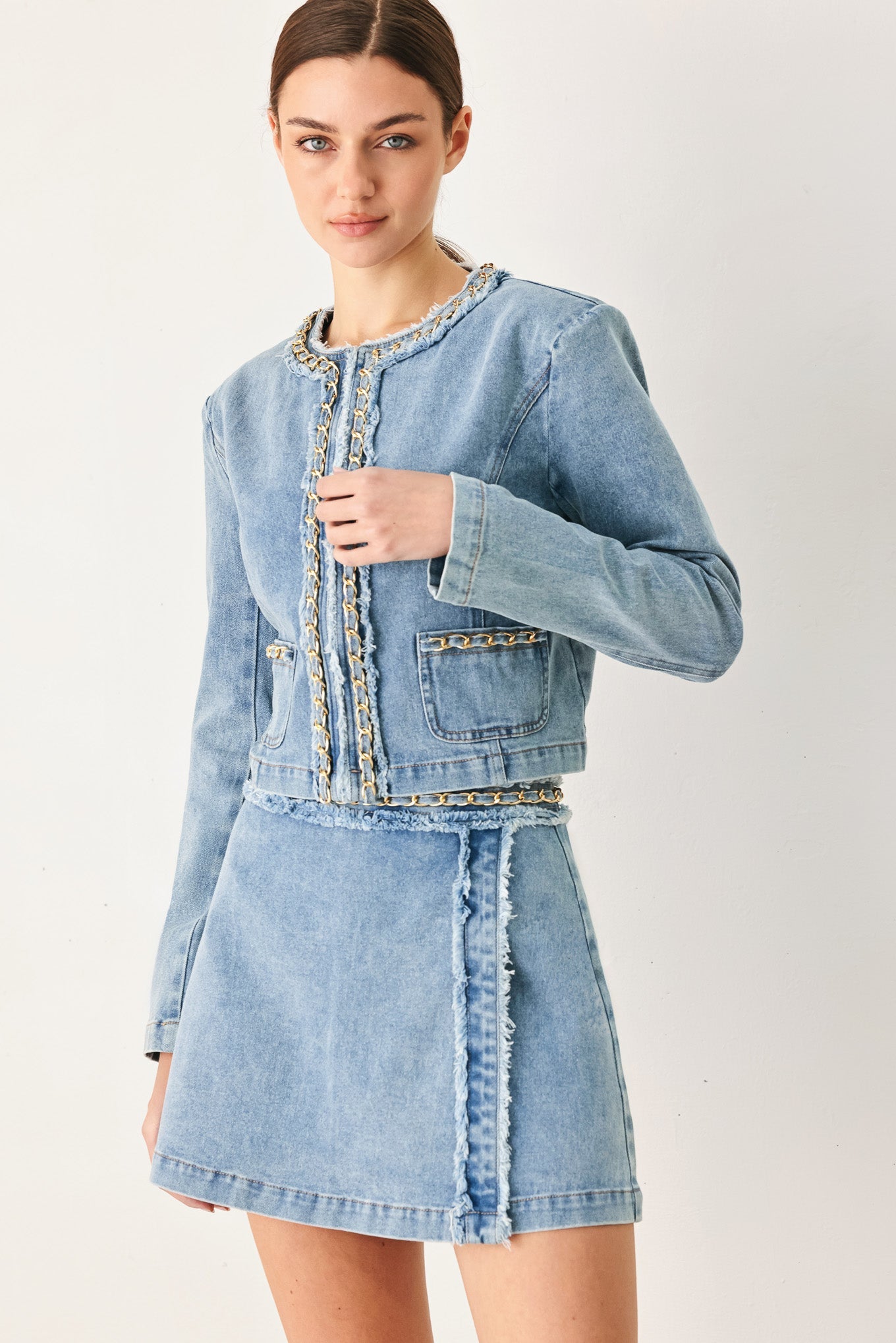 SKYWARD LINKED DENIM CROP SKORT