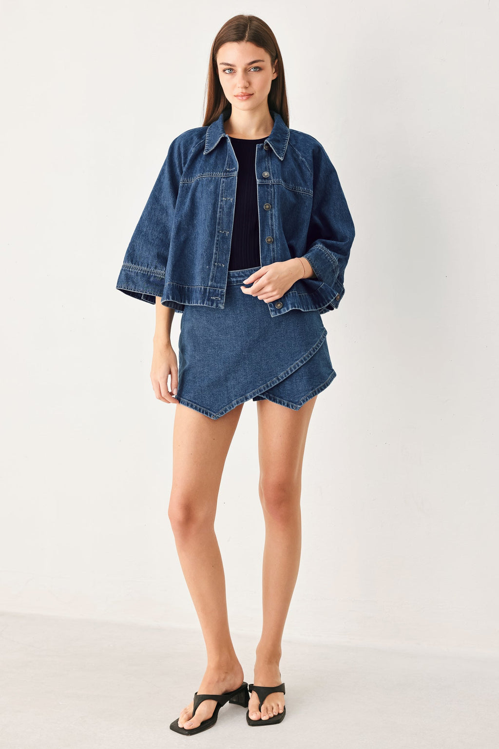 ASYMMETRIC DENIM SKORT