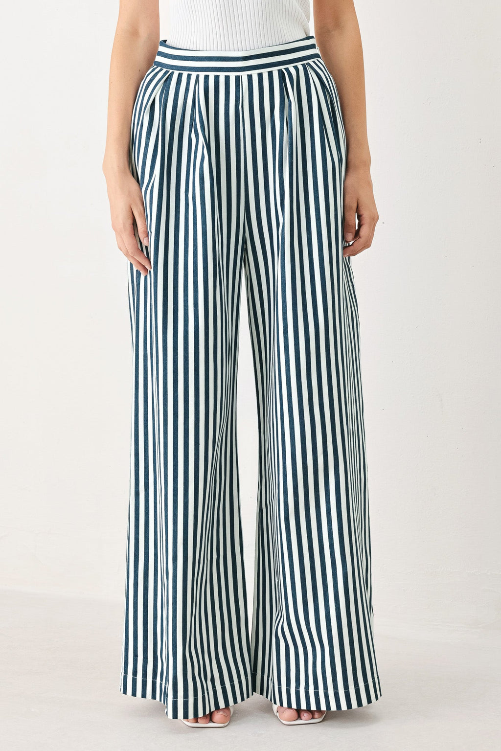 PORTSIDE STRIPE WOVEN WIDE LEG PANTS