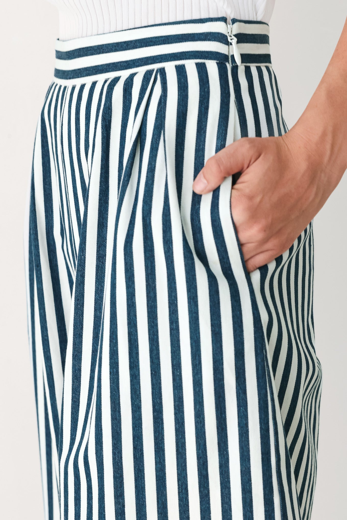 PORTSIDE STRIPE WOVEN WIDE LEG PANTS