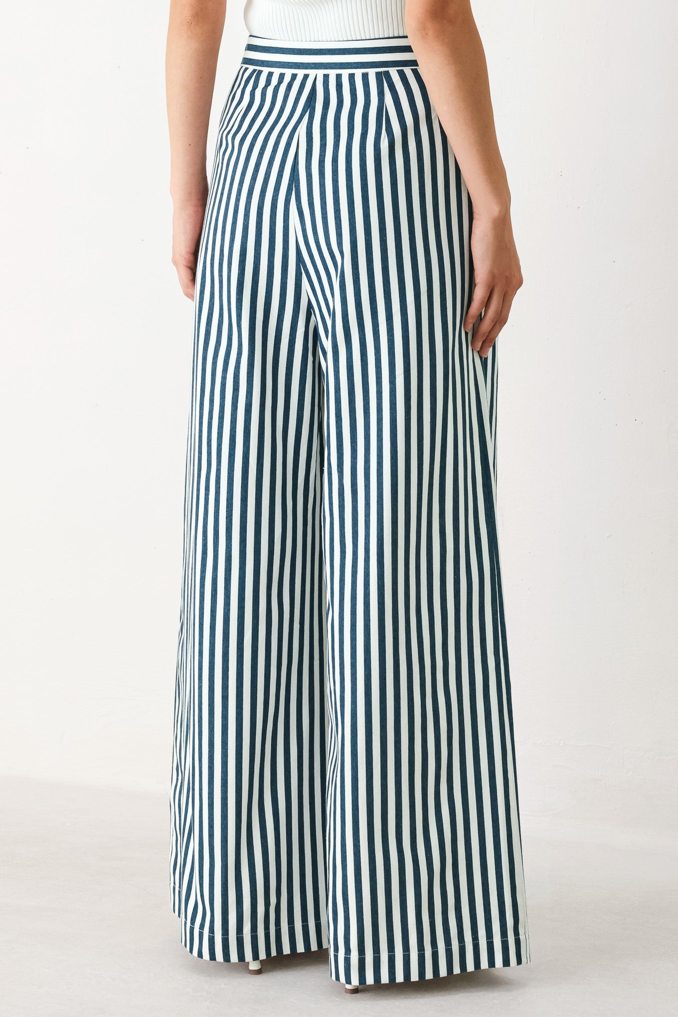 PORTSIDE STRIPE WOVEN WIDE LEG PANTS