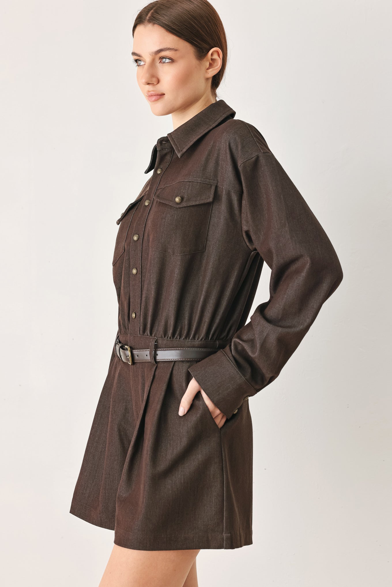 RICH COCOA WOVEN ROMPER
