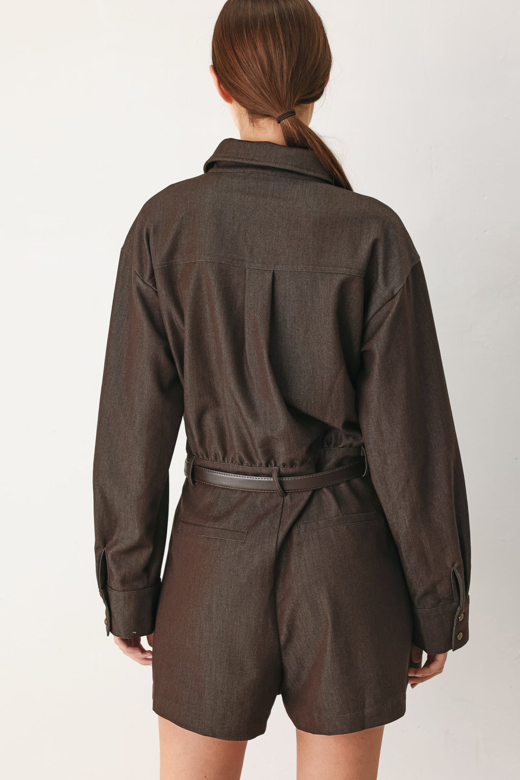 RICH COCOA WOVEN ROMPER