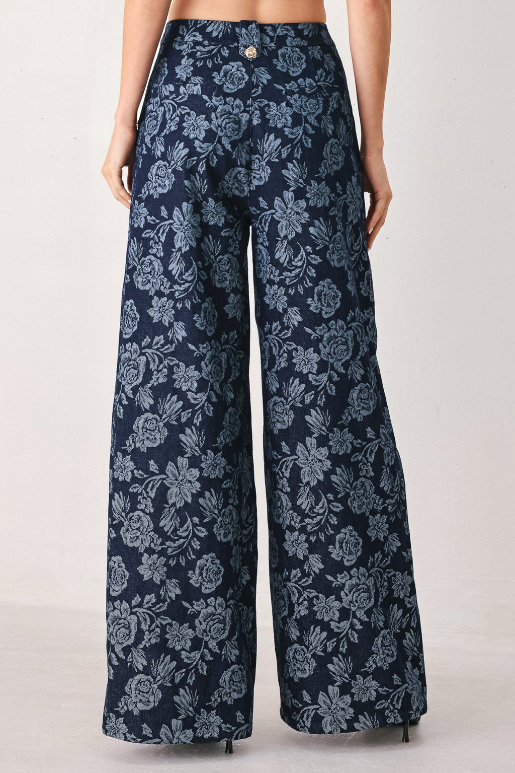 MIDNIGHT ROSE JACQUARD DENIM PANTS