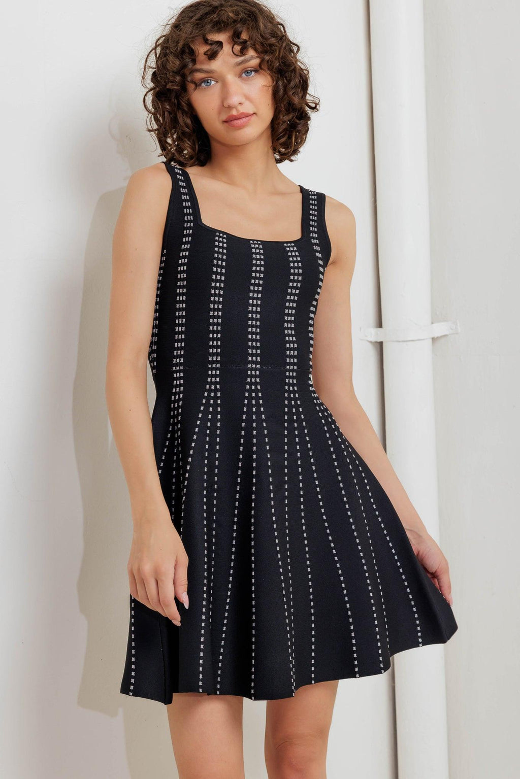 SUGAR STRIPE JACQUARD SWEATER MINI DRESS
