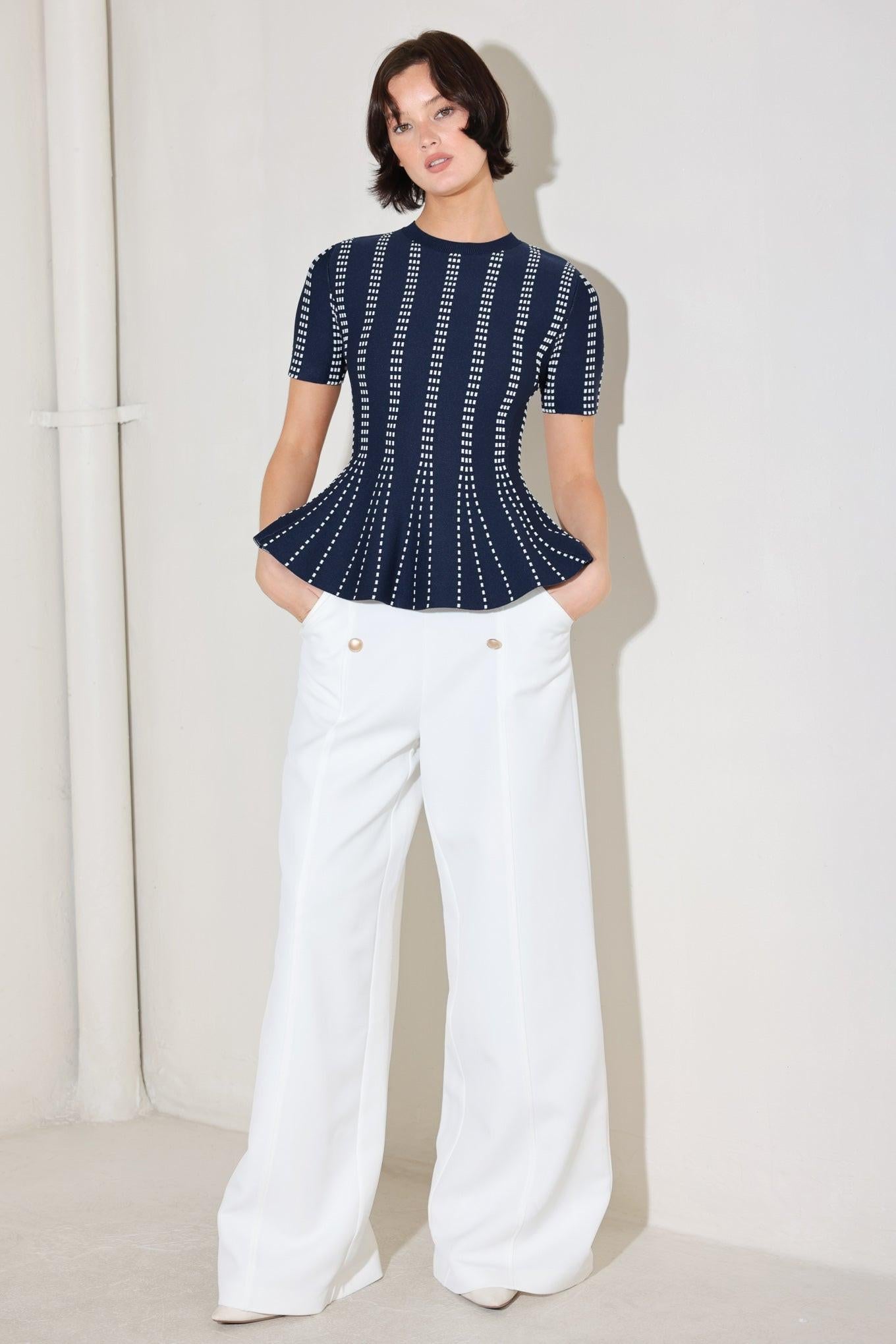 EVENING RUSTLE JACQUARD SWEATER TOP