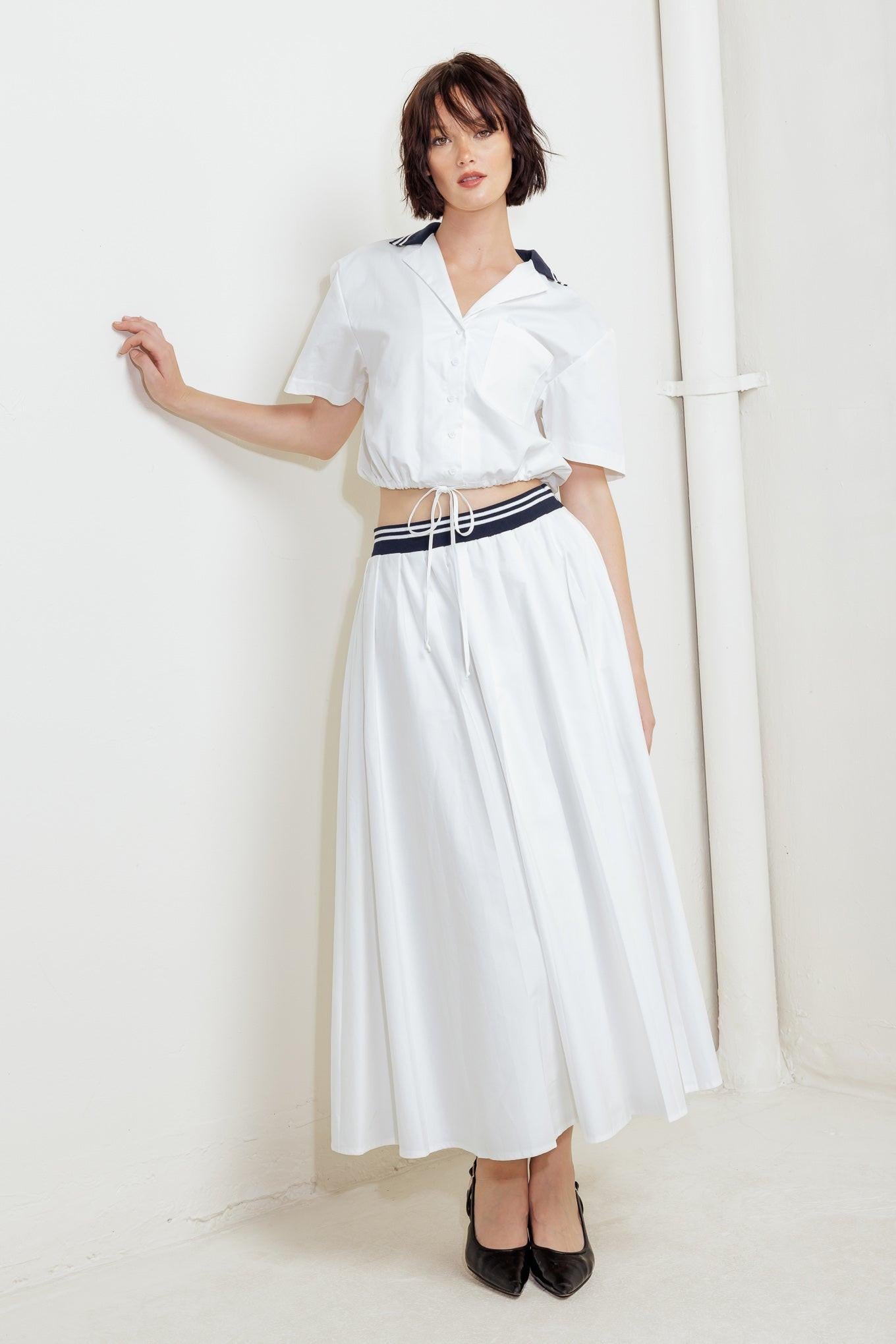 COASTAL COLLAR WOVEN CROP TOP