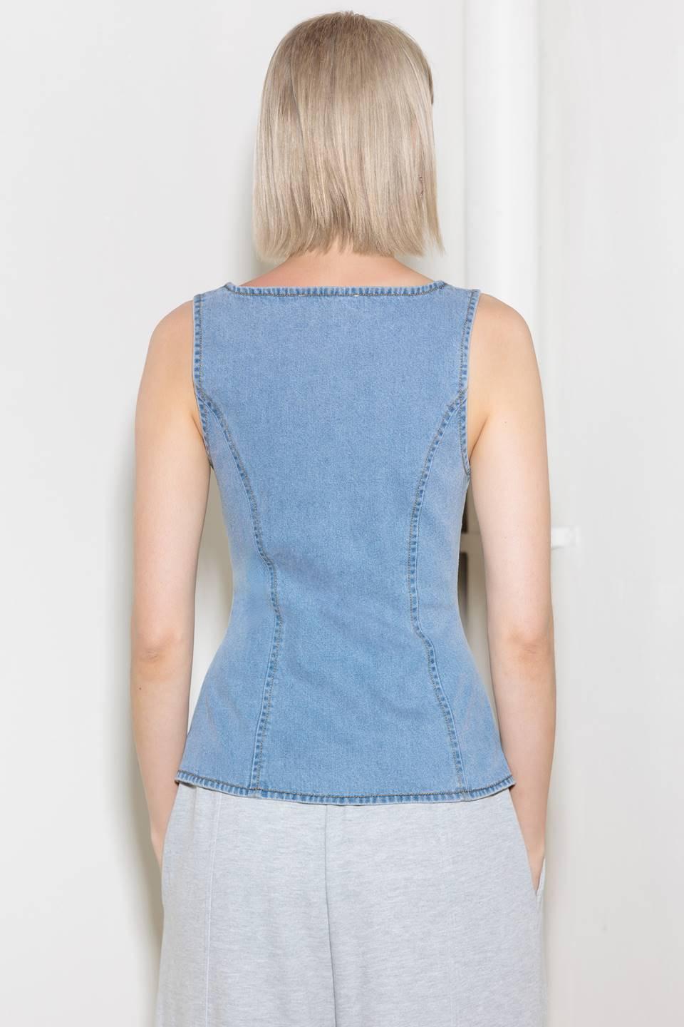 ALMOST ANGELIC LIGHT INDIGO DENIM TOP