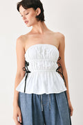 BEACH CLUB WOVEN STRAPLESS TOP