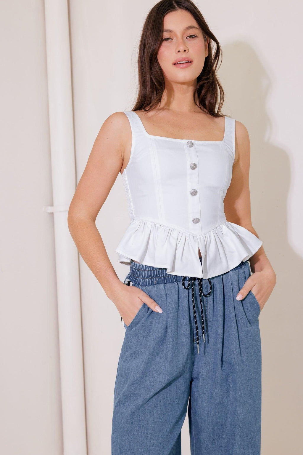IN THIS MOMENT WHITE WOVEN TOP