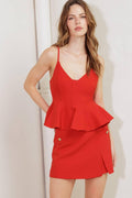 MELTED MARSHMALLOW RED WOVEN CAMI TOP