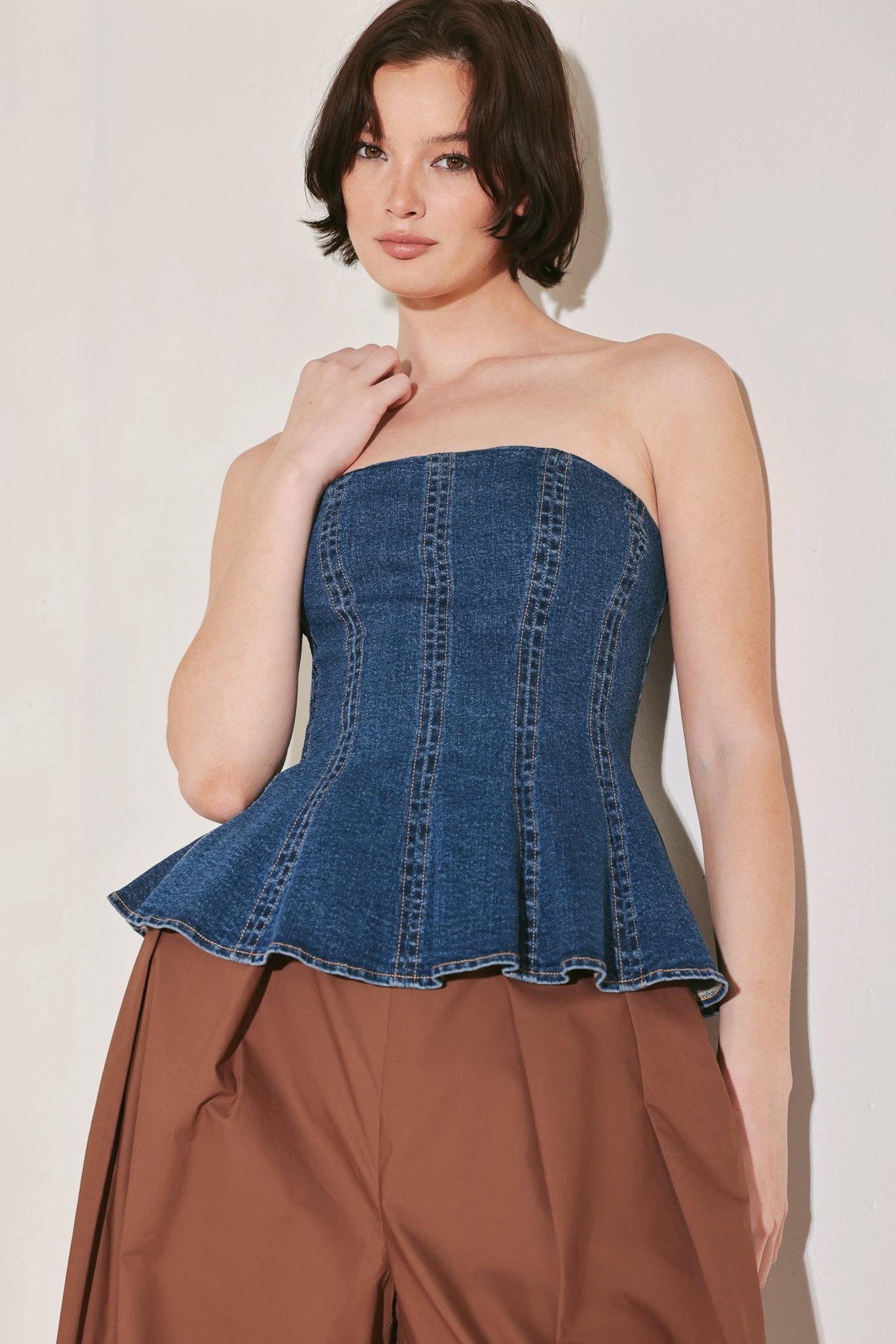 POWER PLAY DENIM TOP