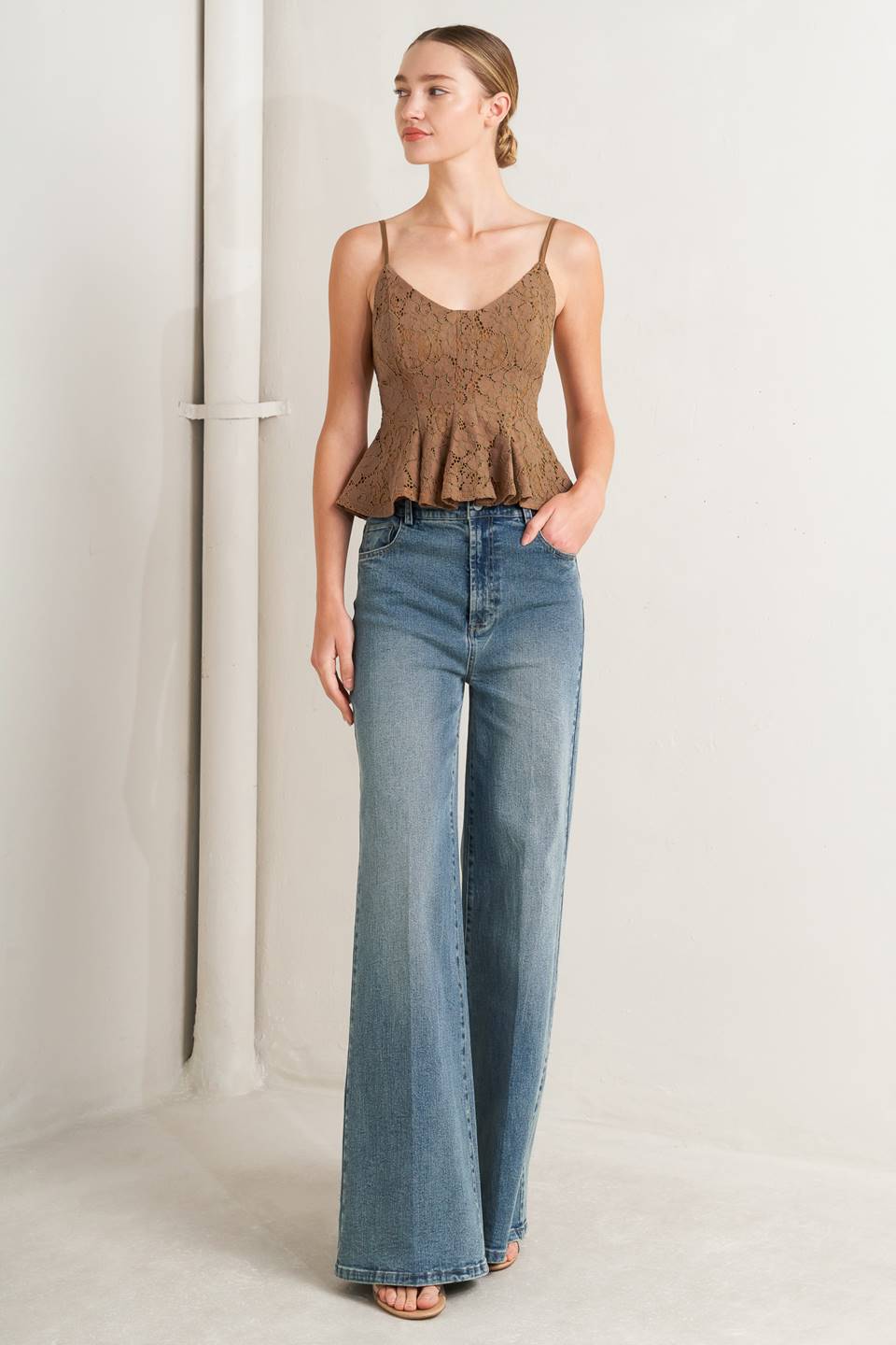 PURELY ROMANTIC WOVEN LACE CAMI TOP