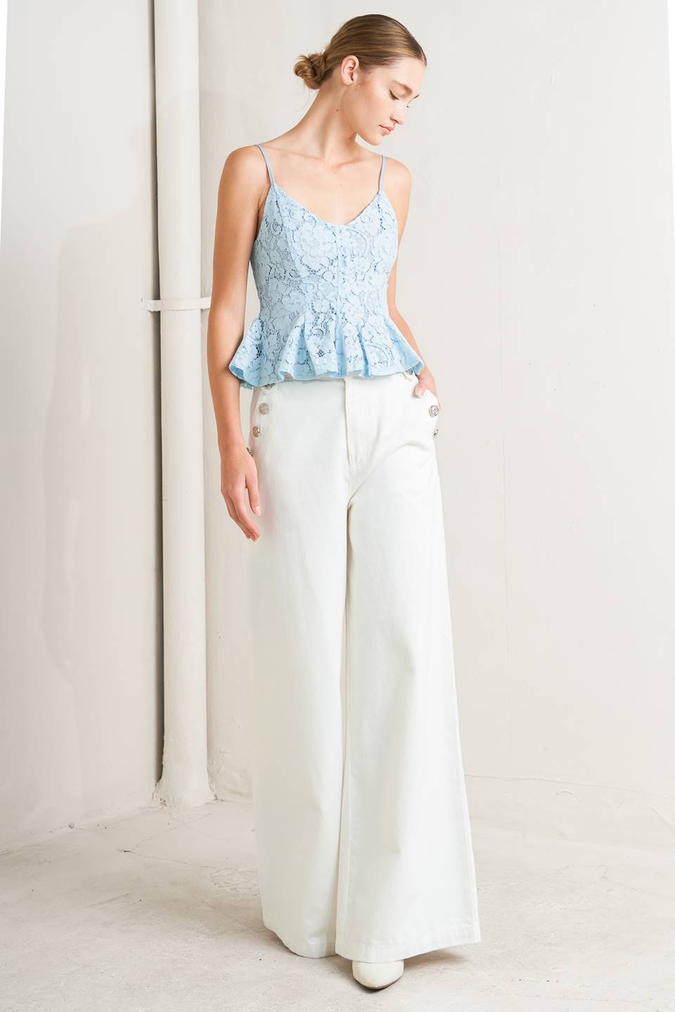 PURELY ROMANTIC WOVEN LACE CAMI TOP