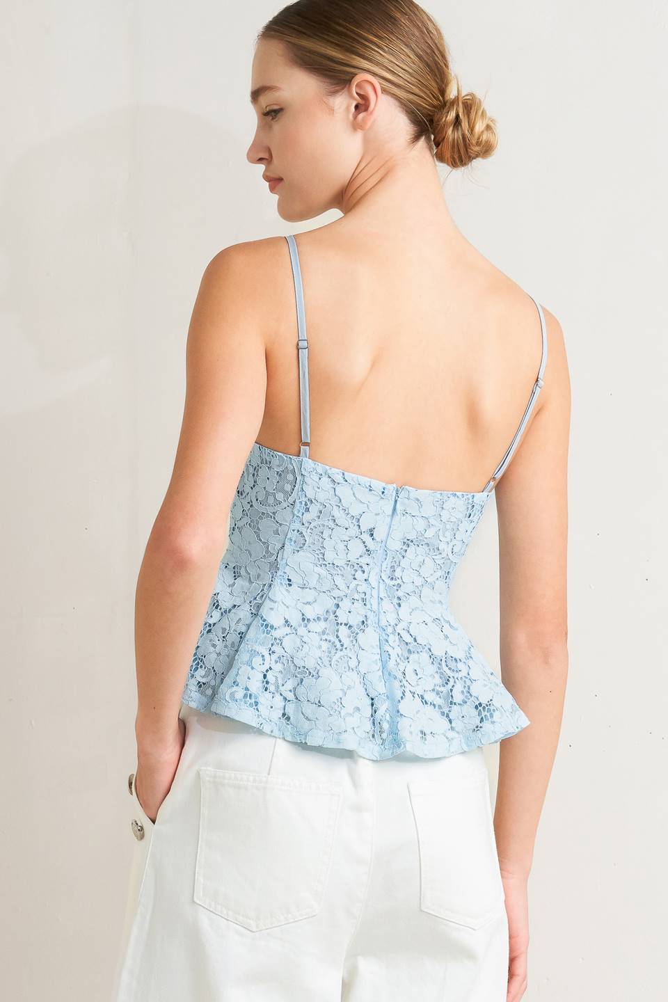 PURELY ROMANTIC WOVEN LACE CAMI TOP