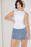 MODERN SHAPE WHITE WOVEN TOP