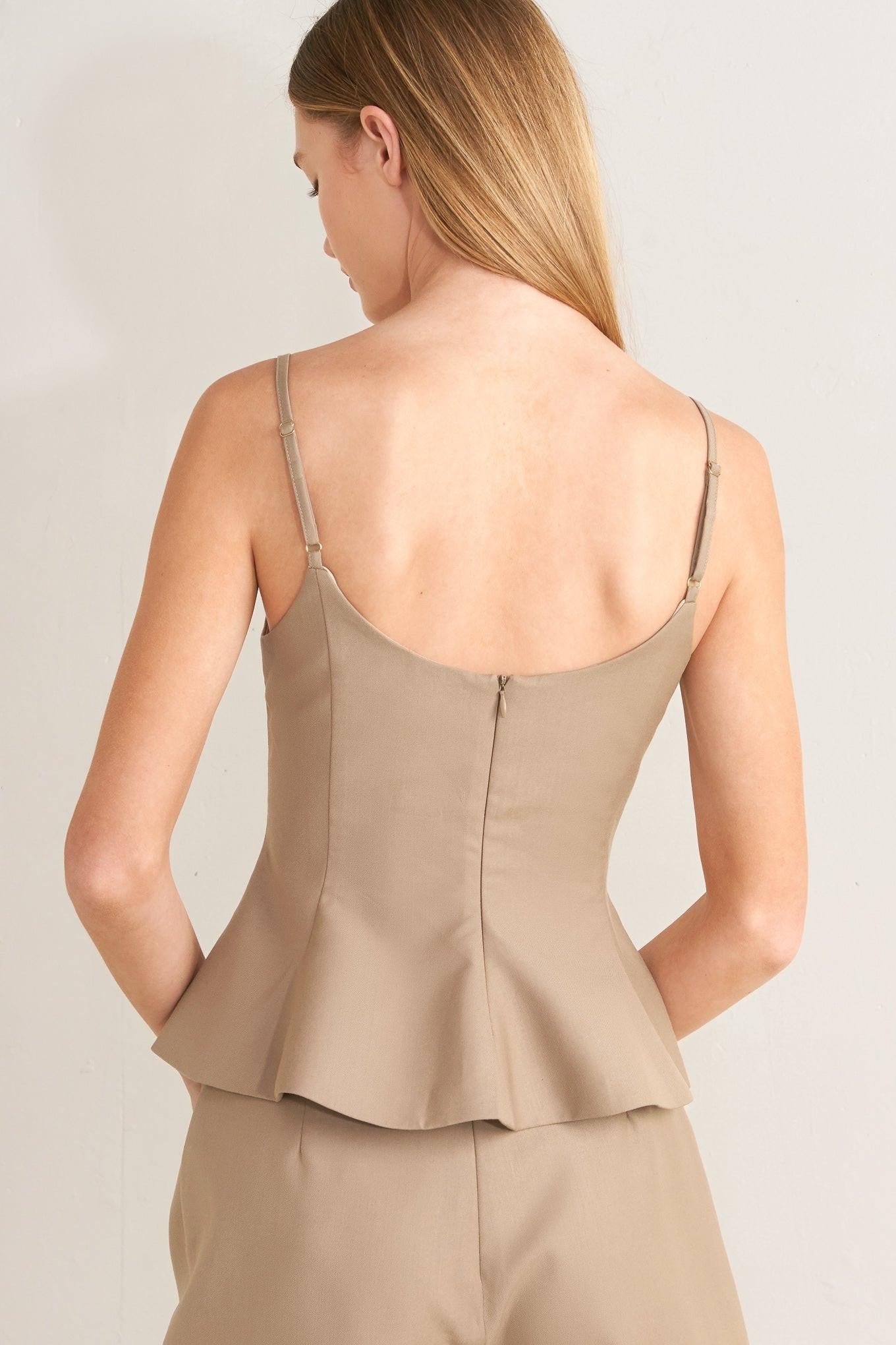 MANHATTAN PEPLUM WOVEN CAMI TOP