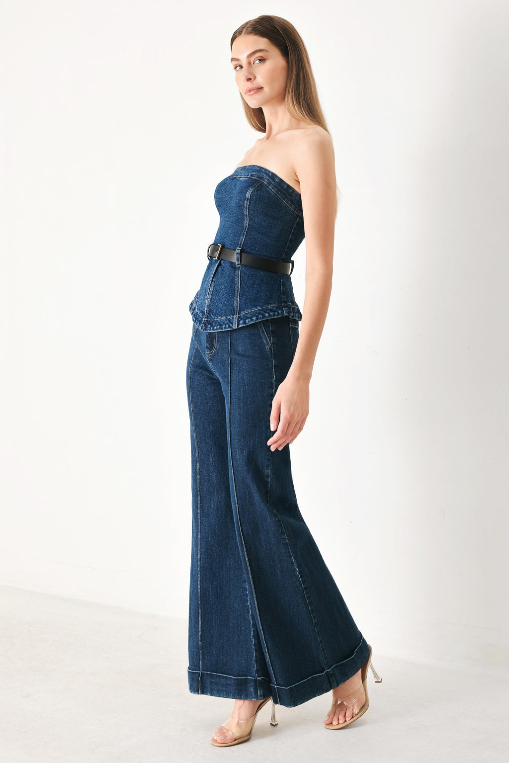 SKYLINE FLARE DENIM TUBE TOP