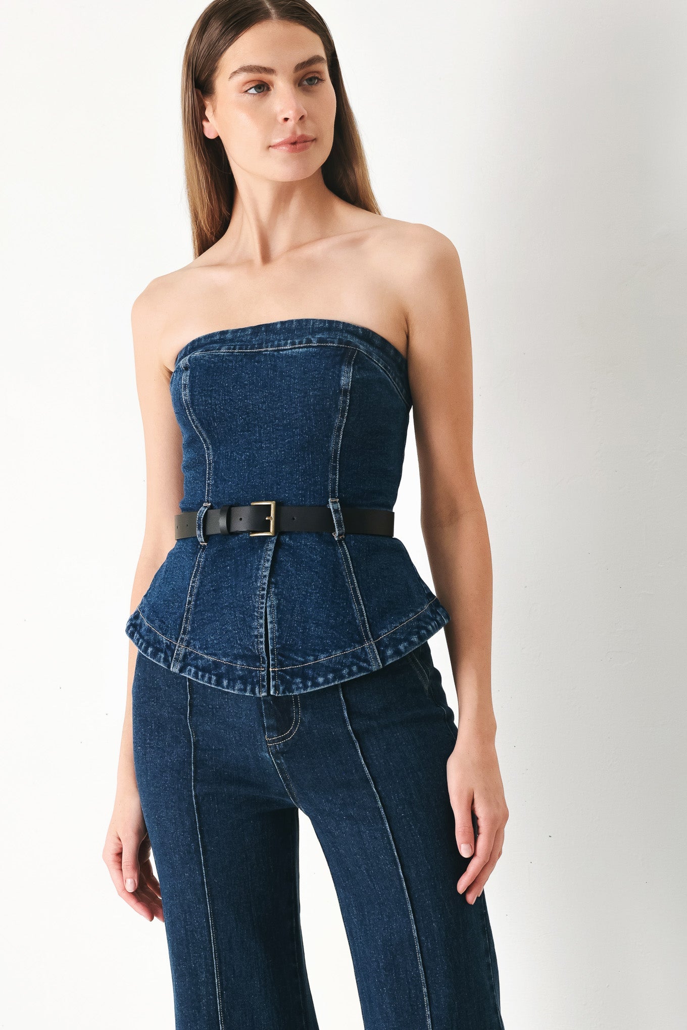 SKYLINE FLARE DENIM TUBE TOP