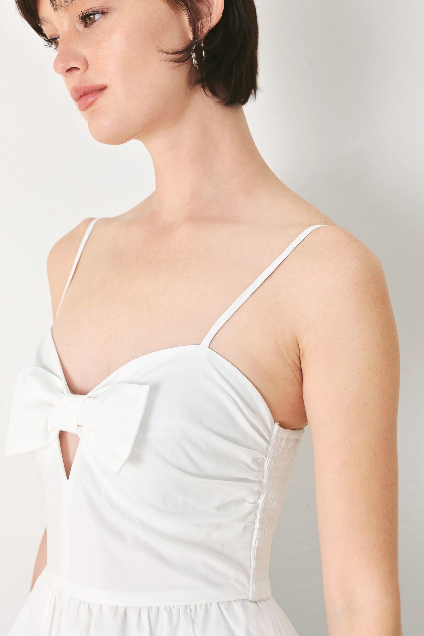 SUNSET BOW WHITE WOVEN TOP