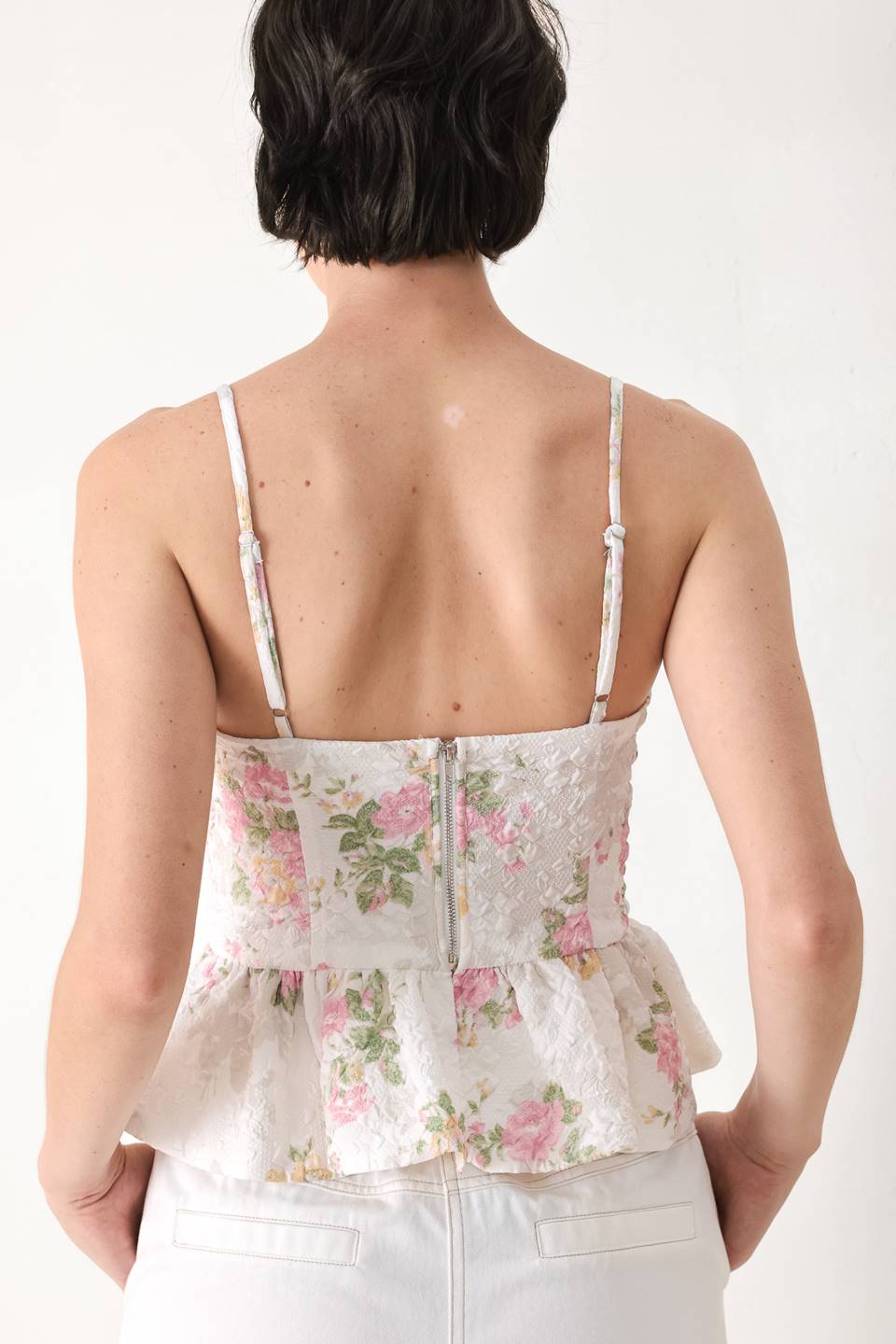 GARDEN STAY WOVEN BUSTIER TOP