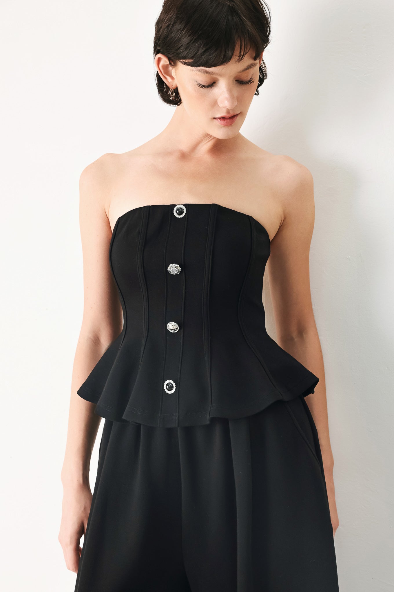 BLACK TIE PALAZZO KNIT TUBE TOP