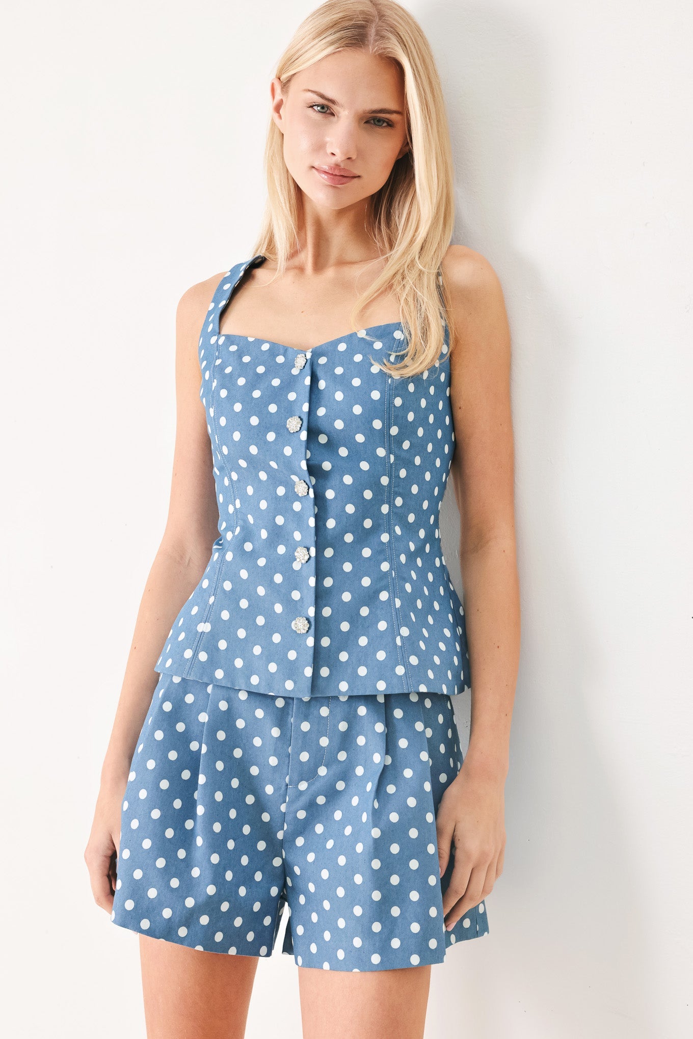 FLIRTY DOTS WOVEN TOP