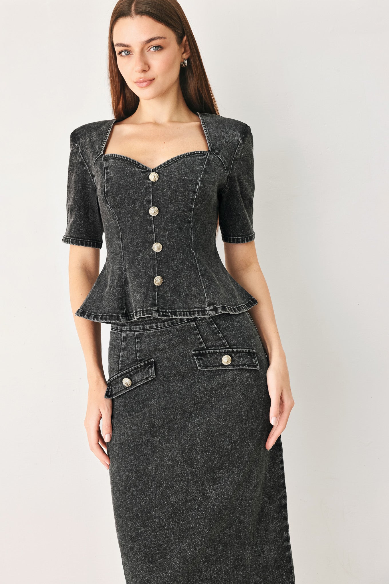 STONEWASHED DENIM TOP