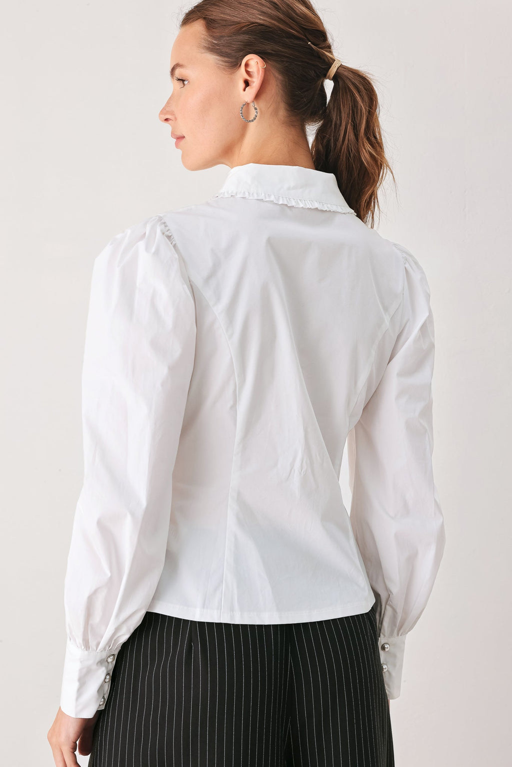 REGENCY PINTUCK LONG-SLEEVE WOVEN TOP