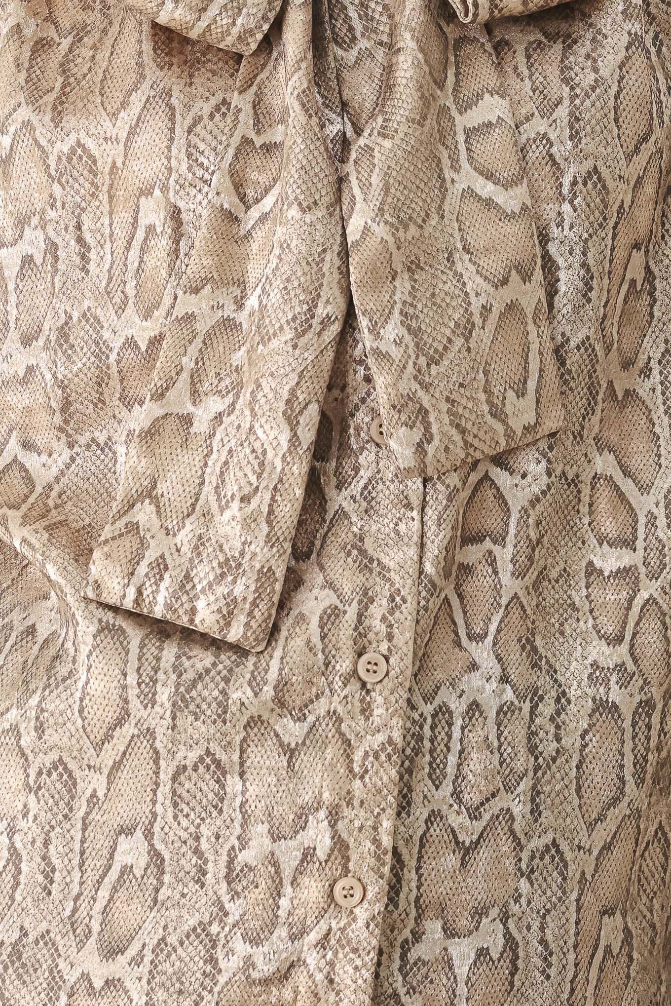 SERPENTINE TAUPE SNAKESKIN WOVEN TOP