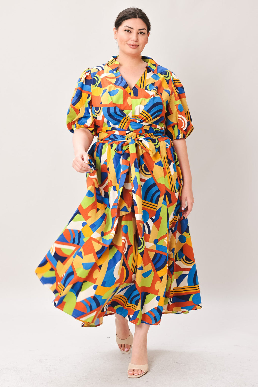 SATURDAY FEELINGS WOVEN MIDI DRESS