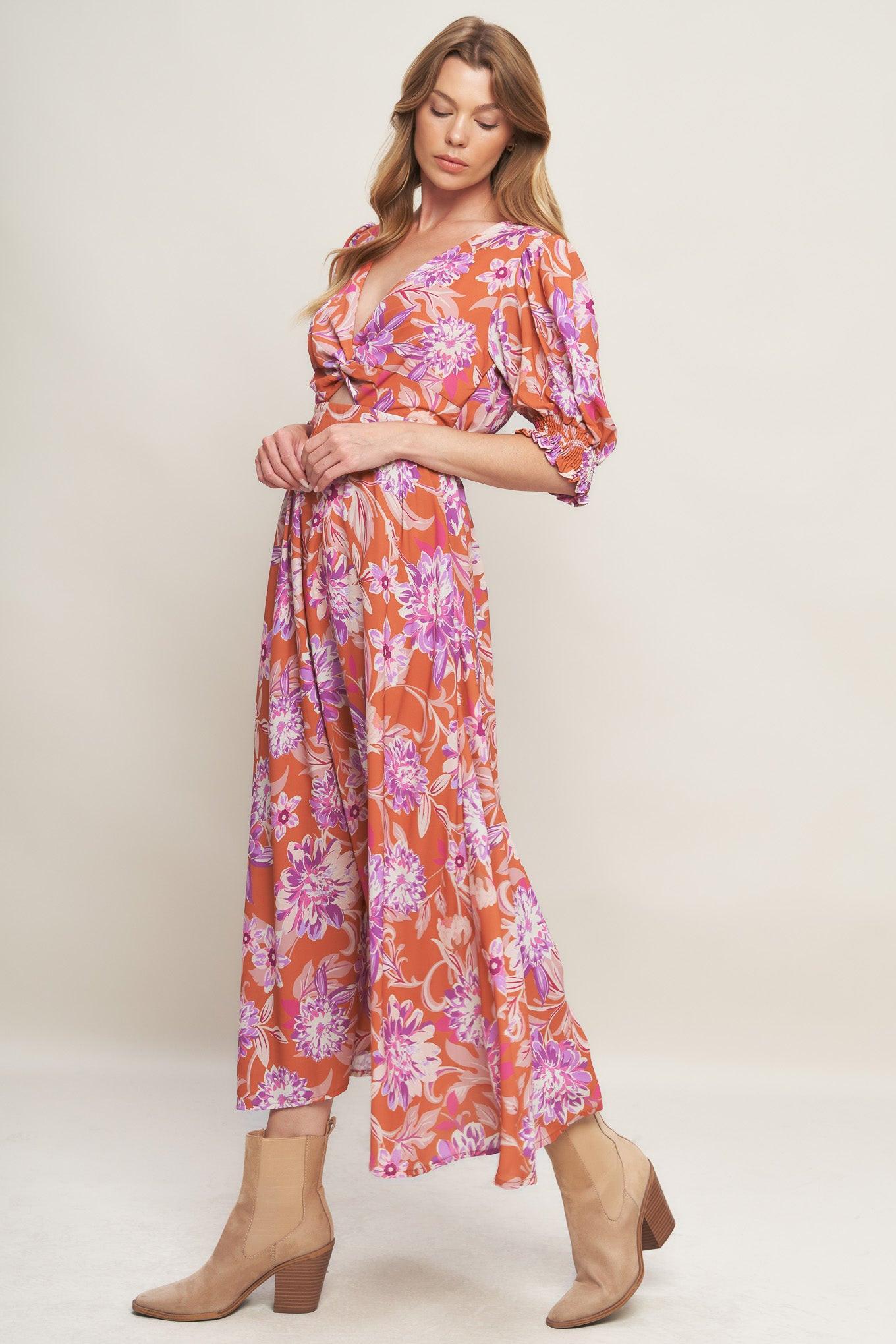 MEADOW SERENADE WOVEN MIDI DRESS