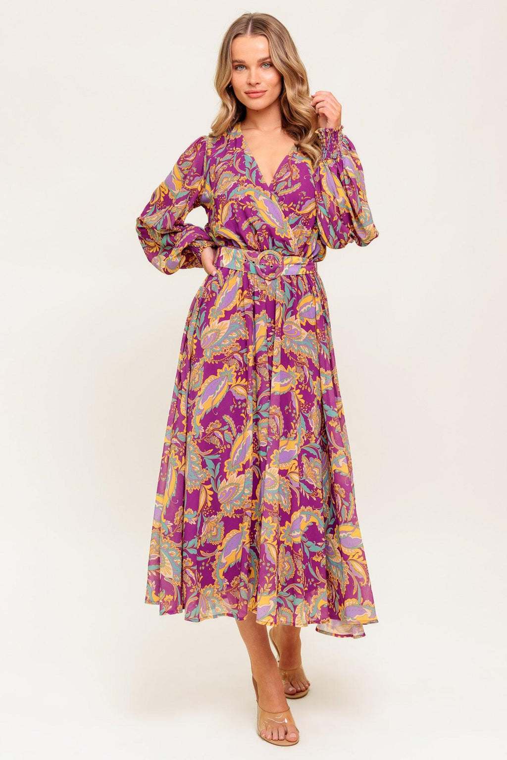 GOING WITH ELEGANCE WOVEN MIDI DRESS