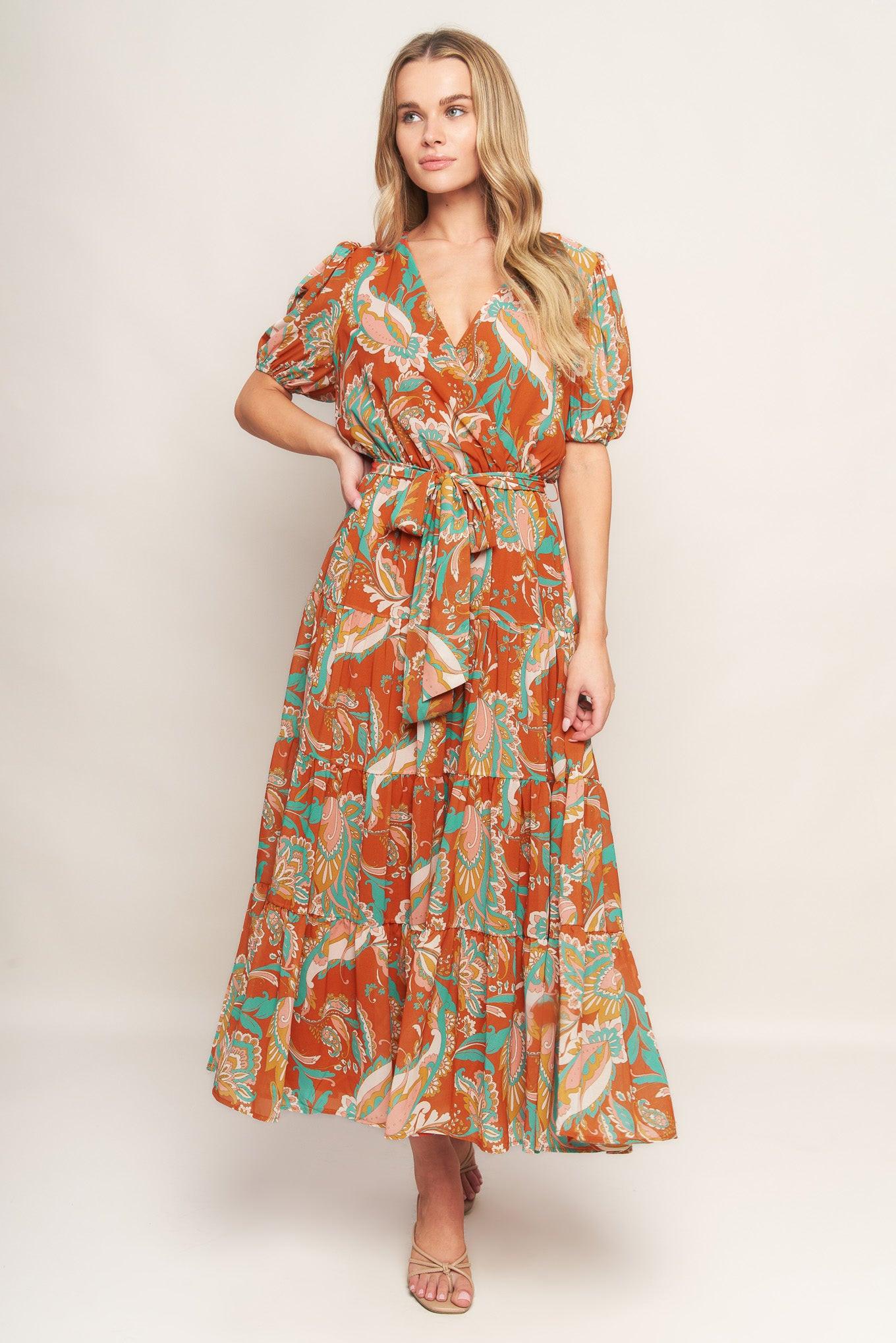 CAN'T LIVE WITHOUT RUST WOVEN MIDI DRESS
