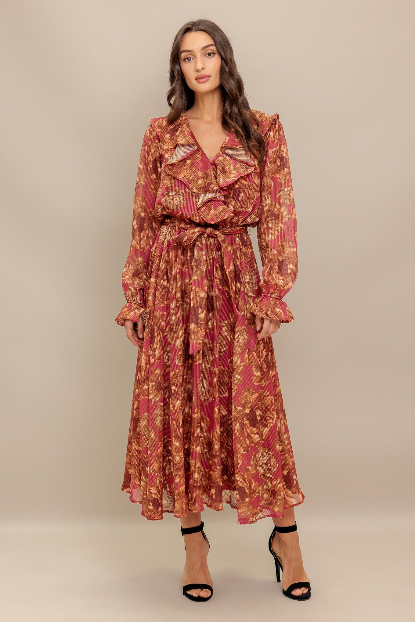 AUTUMN SONATA WOVEN MIDI DRESS